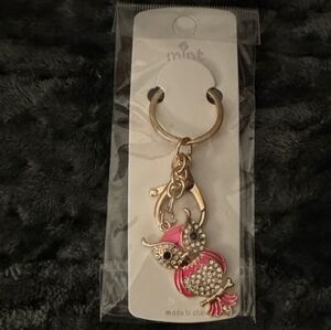 Mint Pink and Gold Owl Keychain Bagcharm